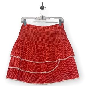 Reneevon Orange White Polka Dot Ruffle and Lace Trimmed Skirt Extra Small